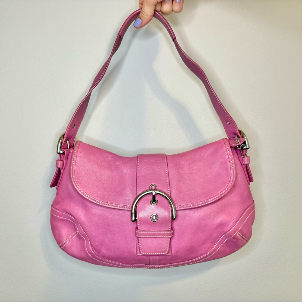 ✨ Vintage Coach 9248 Pink Leather Shoulder Bag | Y2K Era | Rare Color ✨ - Picture 3 of 6